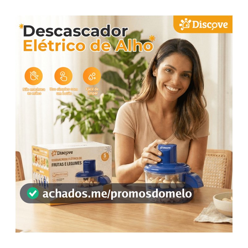 Descascador Elétrico Automatico Portátil 127/220V Cozinha Descascar Alho Uvas Frutas Tomate Legumes