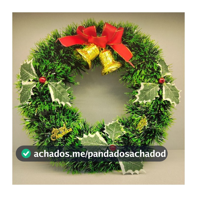 Guirlanda Verde 30Cm Para Porta Com Sinos Ou Bola Ou Laço Enfeite De Natal Decoração Natalina