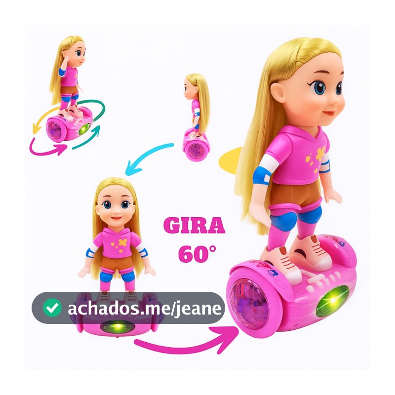 Boneca Giratória Andadora Musica Overboard Som e Luzes Electrônica