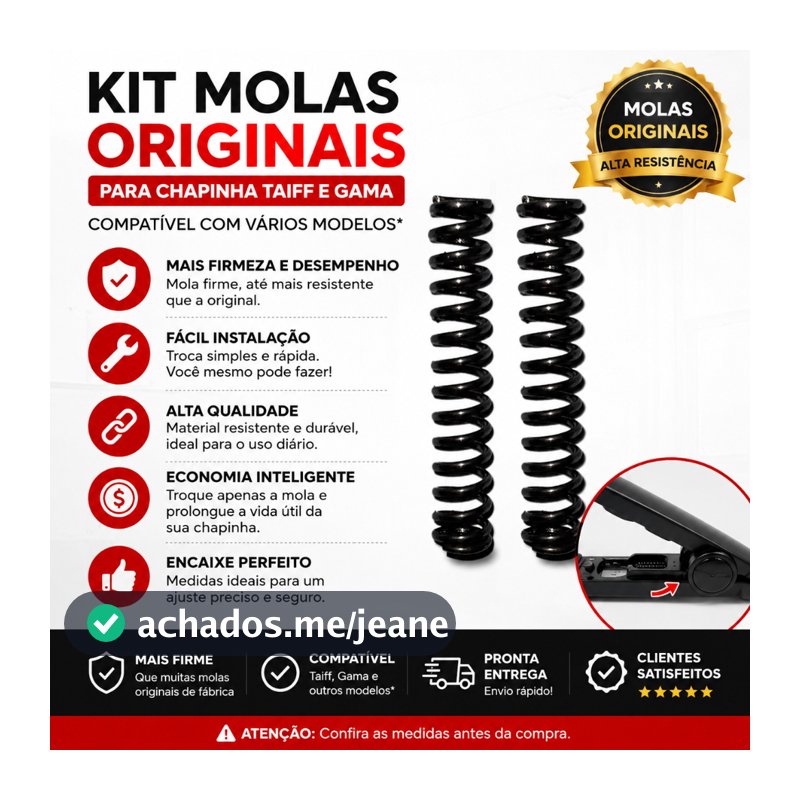 Kit Com 2 Molas Originais Para Chapinha (Prancha de Cabelo)