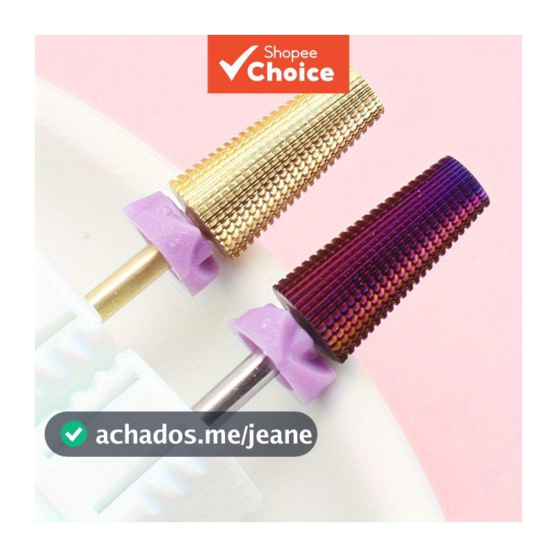 Bits de Aço de Tungstênio 5 em 1 Dourado/Roxo - Pontas de Carboneto de Alta Dureza para Pés, Mãos e Cuidados com as