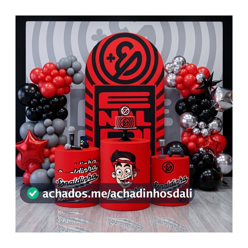 Capa Painel Romano Picolé + Cilindros Decoração Enaldinho Youtuber Festa Infantil Aniversário