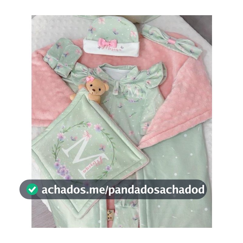 Kit Saída Maternidade Personalizada com o NOME DO SEU BEBÊ no: Macacão, Manta, Naninha, Touca, Luvas