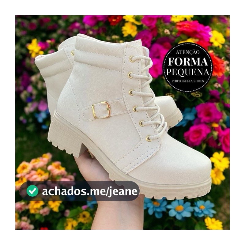 Bota feminina Virginia inverno 2026 bota cano curto solado tratorado outono inverno2026-COTURNO FEMININO OFF WHITE PRETA