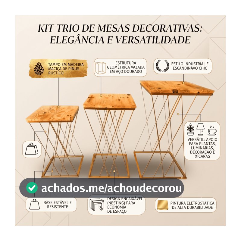 Kit 3 Mesa Ferro Teia P M G Decoração Evento Festa Casamento Chá Revelação Aniversário Pegue E Monte