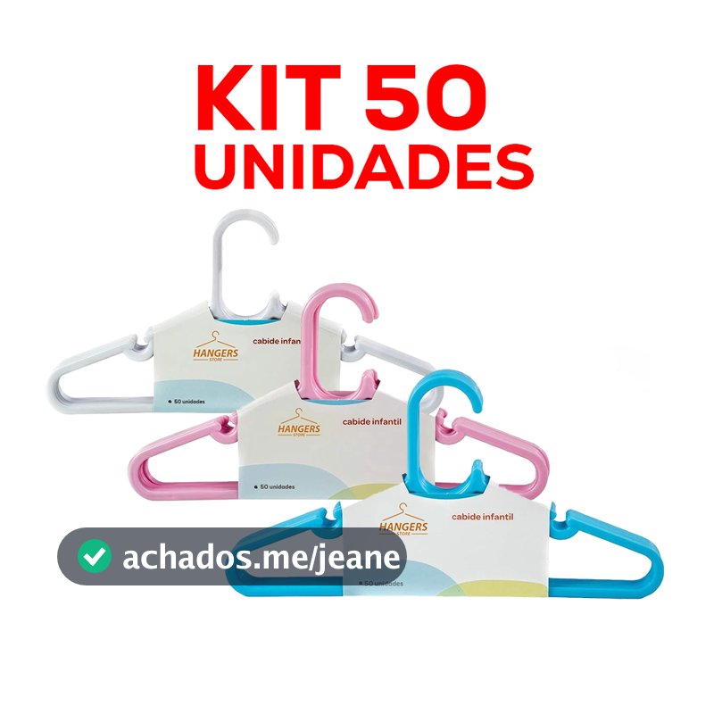 Cabides Infantil Reforçados para Organização de Roupas do bebe. Kit azul/rosa/branco