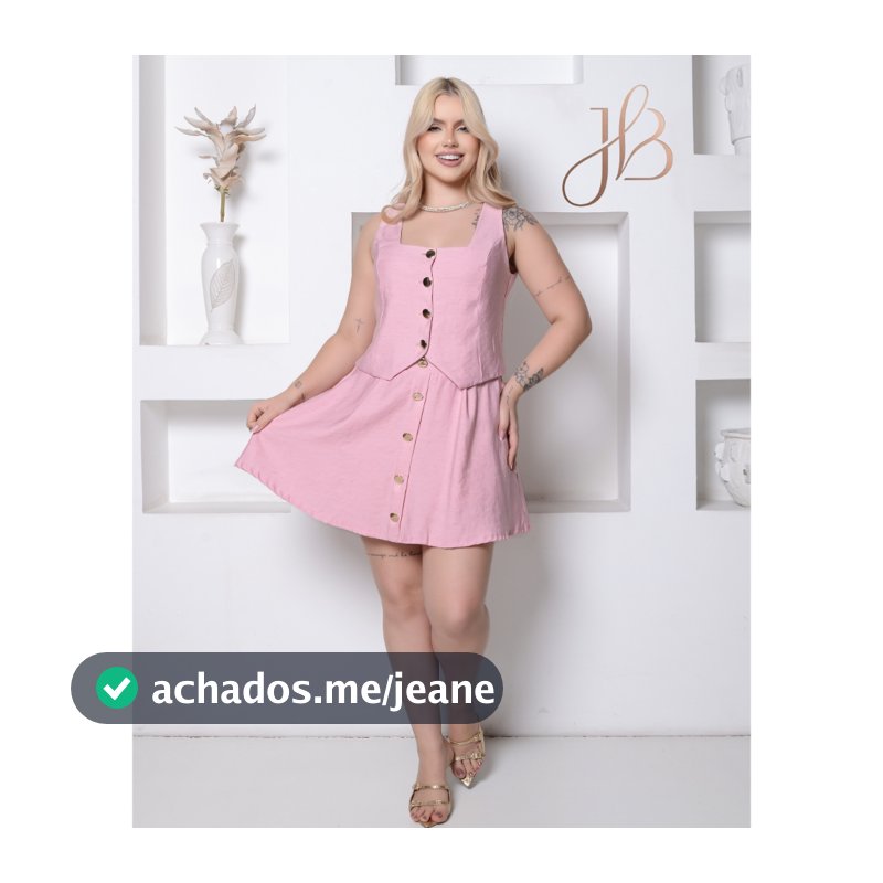CONJUNTO FEMININO SAIA SHORT E COLETE MODA FEMININA em linho algodão