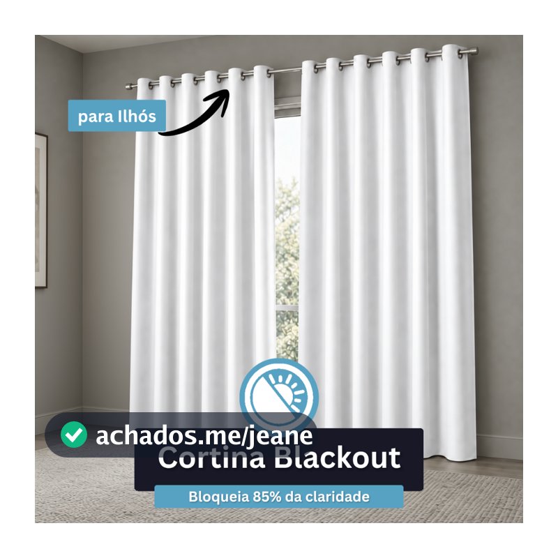 Cortina Blackout Premium 3 Metros - Modelo para Varão/Ilhós - Corta Luz