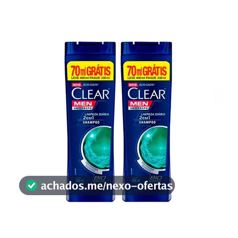 Kit Shampoo Clear Anti-Caspa Limpeza Diária 2 Em 1 Leve 400ml Pague 330ml - 2 Unidades