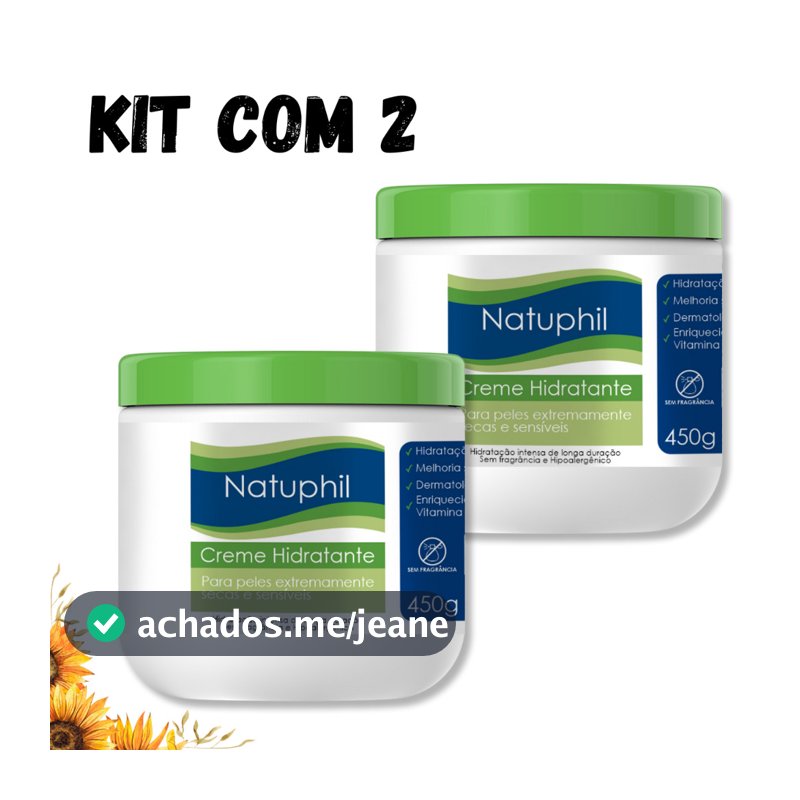 Kit Natuphil Creme Ultra Hidratante Para o Corpo Natuflores Vegano livre de parabenos Creme Hipoalergênico 450ml
