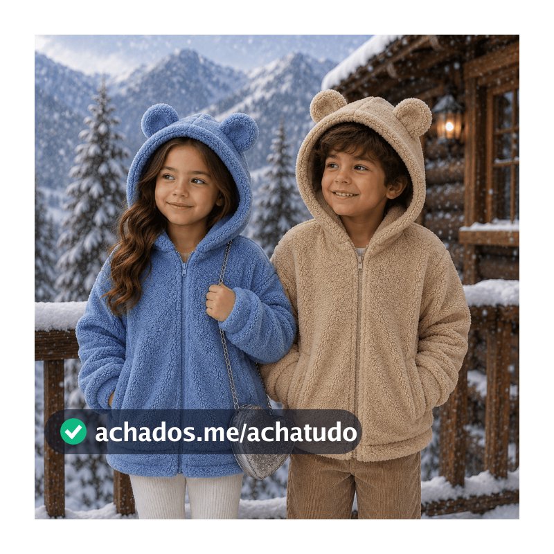 Casaco Infantil E Juvenil UltraSoft com Capuz de Orelhinhas | Jaqueta Peluciada de Inverno Menino e Menina