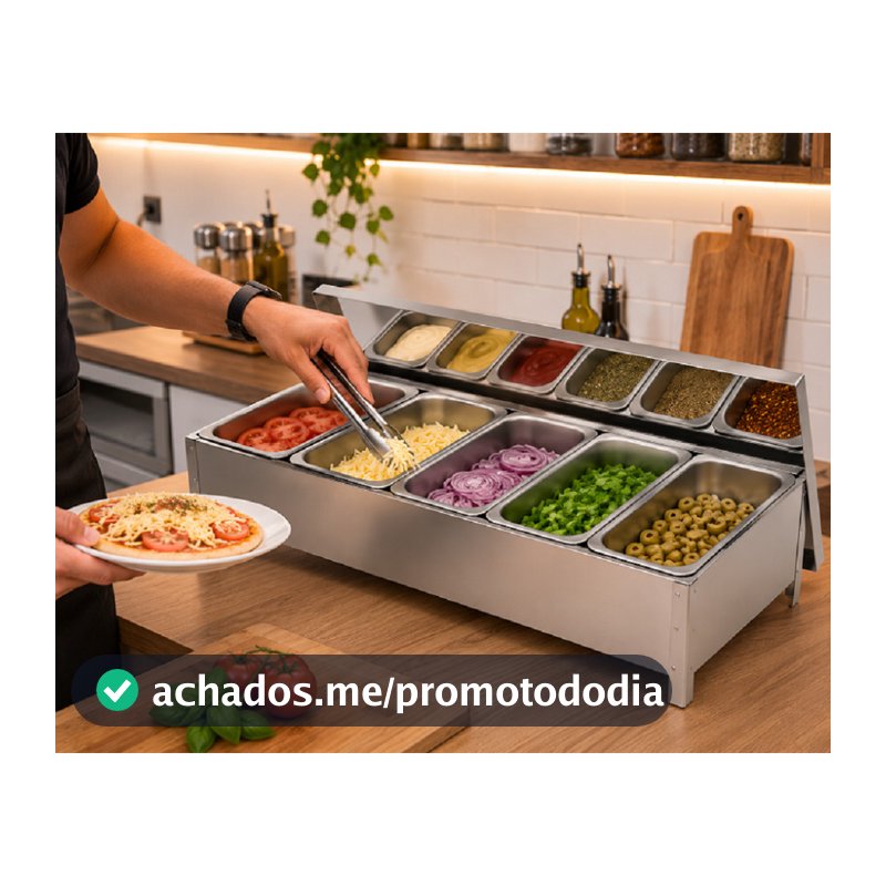 Condimentadora Inox Profissional Com 6 Cubas Alúminio 750ml