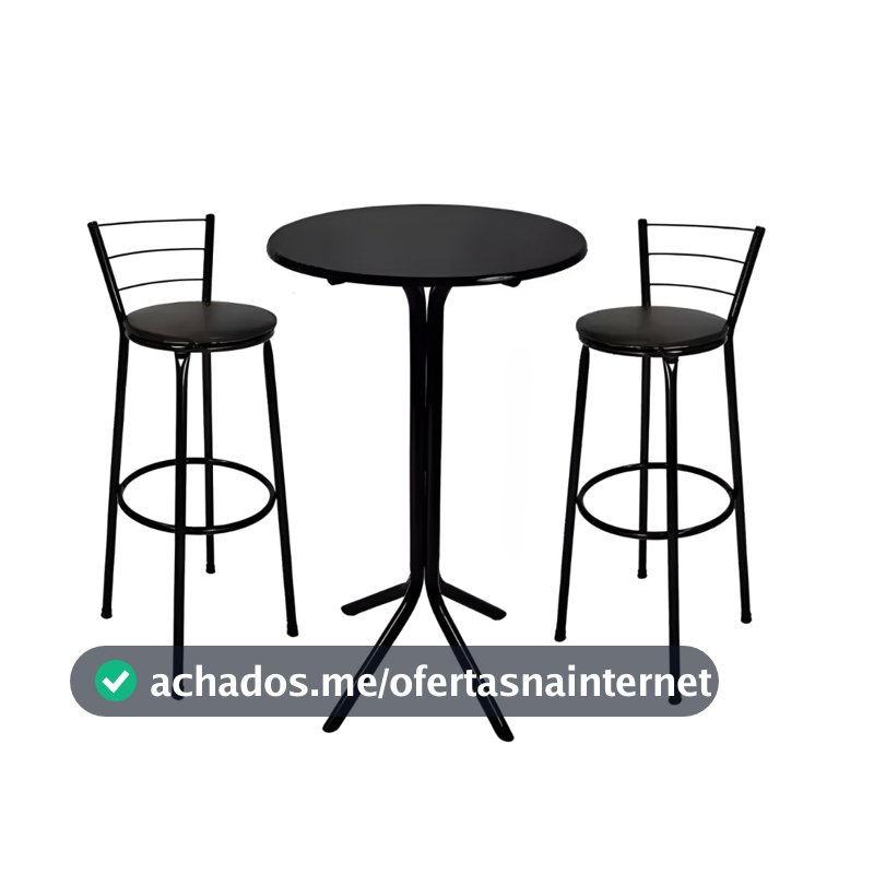 Mesa Bistrô Alta com 2 Banquetas, Ideal Cozinha Pequena, Área Gourmet, Resistente em Aço e MDP Direto de Fábrica