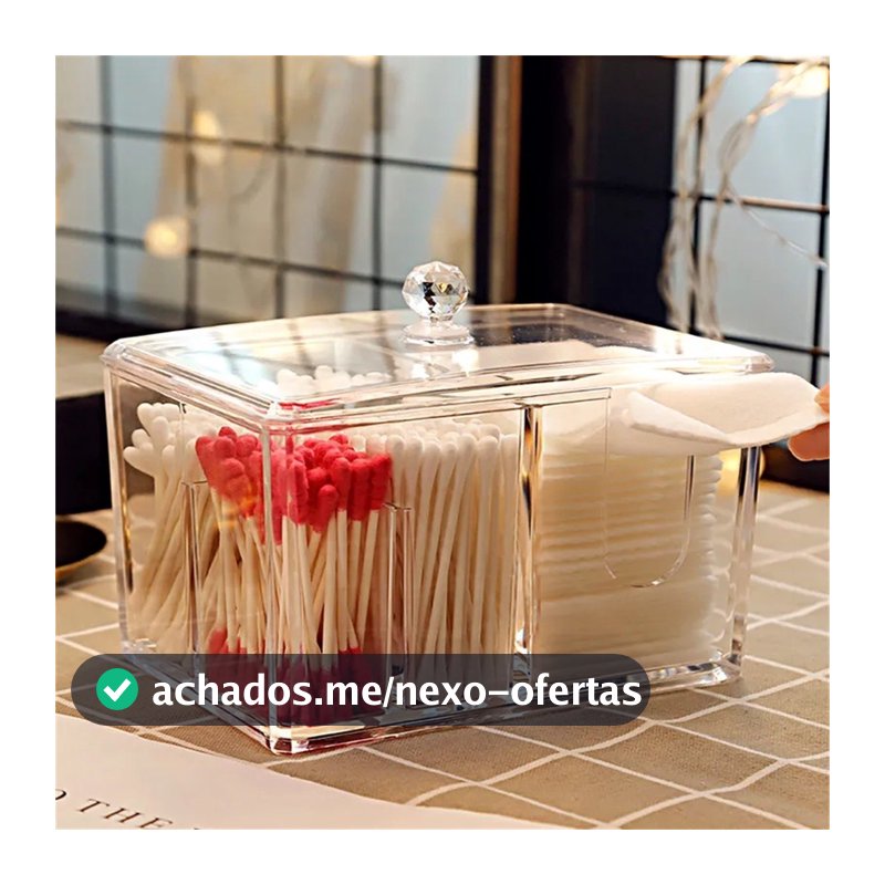 Organizador Porta Algodão E Cotonete 2 Em 1 Acrílico Higiene Casa Decoração
