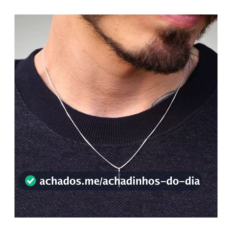 Corrente Colar de Prata 925 Crucifixo Pequeno Masculino - Cordão Fino Veneziana 50cm 60cm