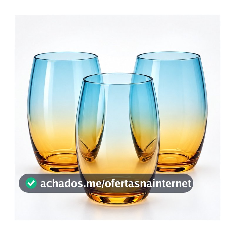 Kit 3 ou 6 Copos de Vidro 315ml ou 475ml Degradê Âmbar para Bebidas Taças Copo Califórnia