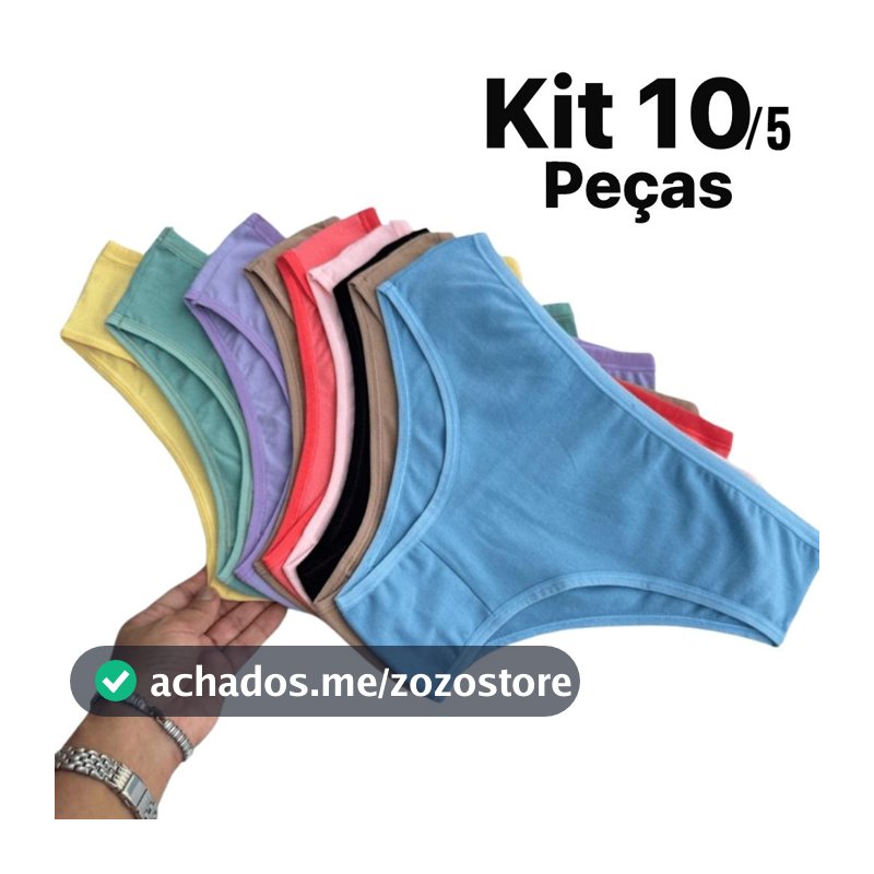 Kit Calcinhas Tanga Algodão Conforto Tanga Básica Cotton Feminina