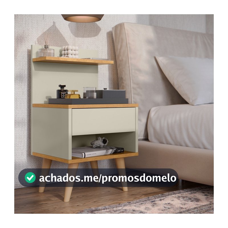 Mesa De Cabeceira 1 Gaveta Criado Para Quarto Decoração Com prateleira modelo SLEEP