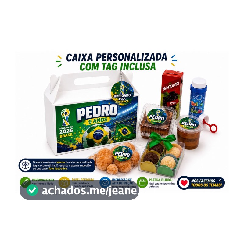 Caixa Maleta Lembrancinha Personalizada  COM TAG inclusa Festa Infantil Qualquer Tema - Delivery - Escola - kit lanche