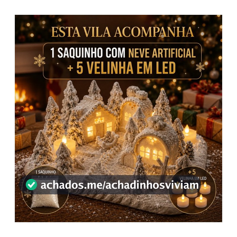 Cidade Natalina Iluminada Enfeite Decoração Sala  Arvore De Natal Gorro Papai Noel Guirlanda Present