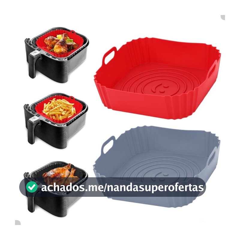 3/2/1 Formas de Silicone Quadrada Assadeira Air Fryer e Forno Forma para Fritadeira Elétrica com Alça