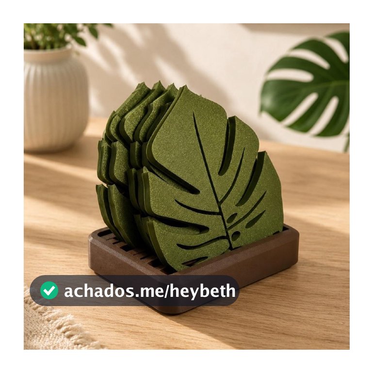 Conjunto de Porta-Copos Decorativo de Folha de Monstera Costela-de-adão com Suporte