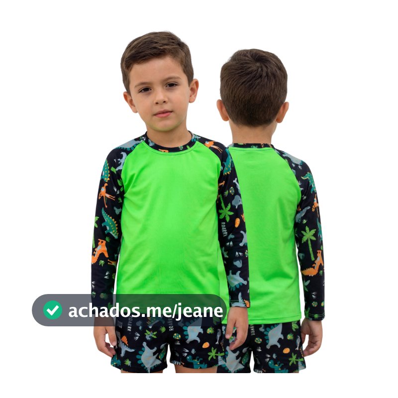 CONJUNTO CAMISA + SUNGA BOXER PROTEÇÃO UV 50+  VESTE DE 1 AO 16 ANOS