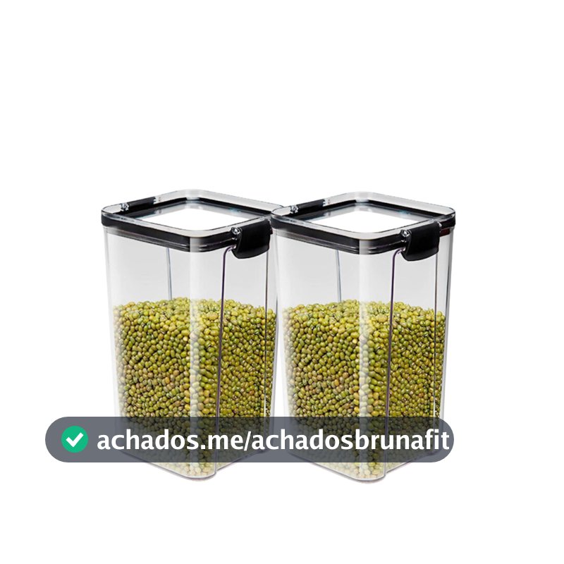 Kit 2 Pote Hermético Transparente com Trava e Silicone Vedação Armário Cozinha Organizador