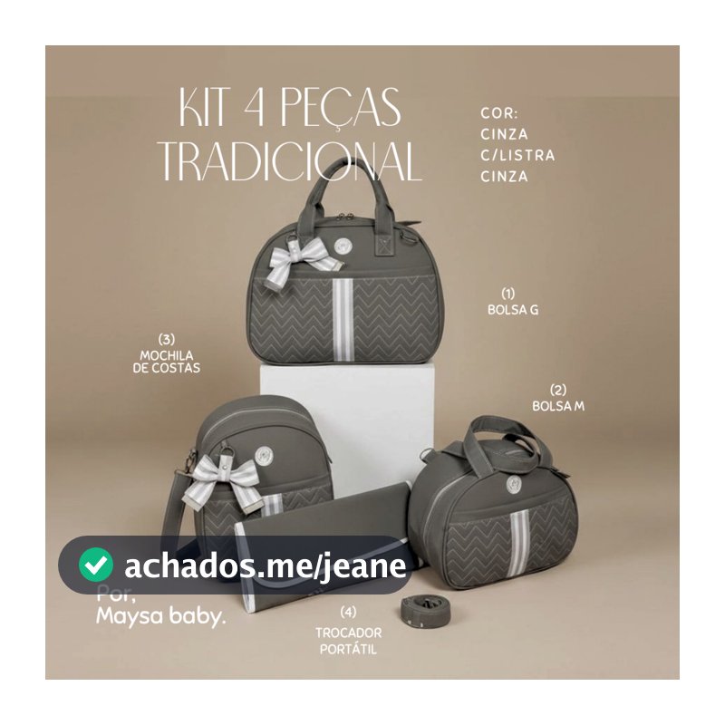 BOLSAS MATERNIDADE REDONDA COM FITAS 4 PEÇAS
