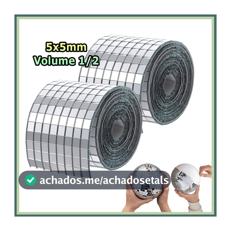 1/2 Azulejos espelhados tipo bola de discoteca 5x5mm azulejos de vidro para mosaico para trabalhos manuais DIY