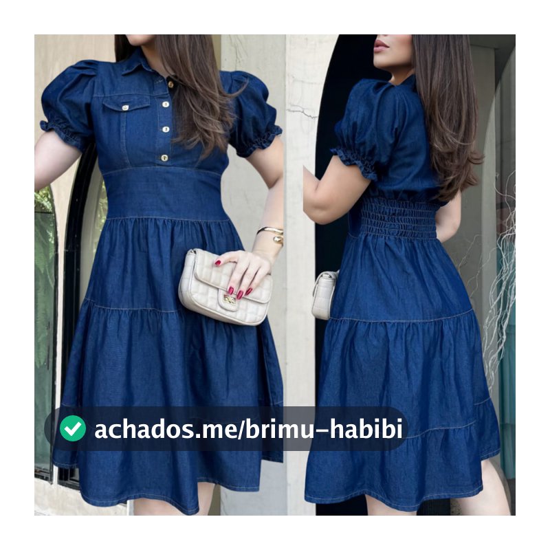 Vestido Jeans FINO Chique Elegante Confortável Feminino 3 marias Original Manga Botões Evangelico