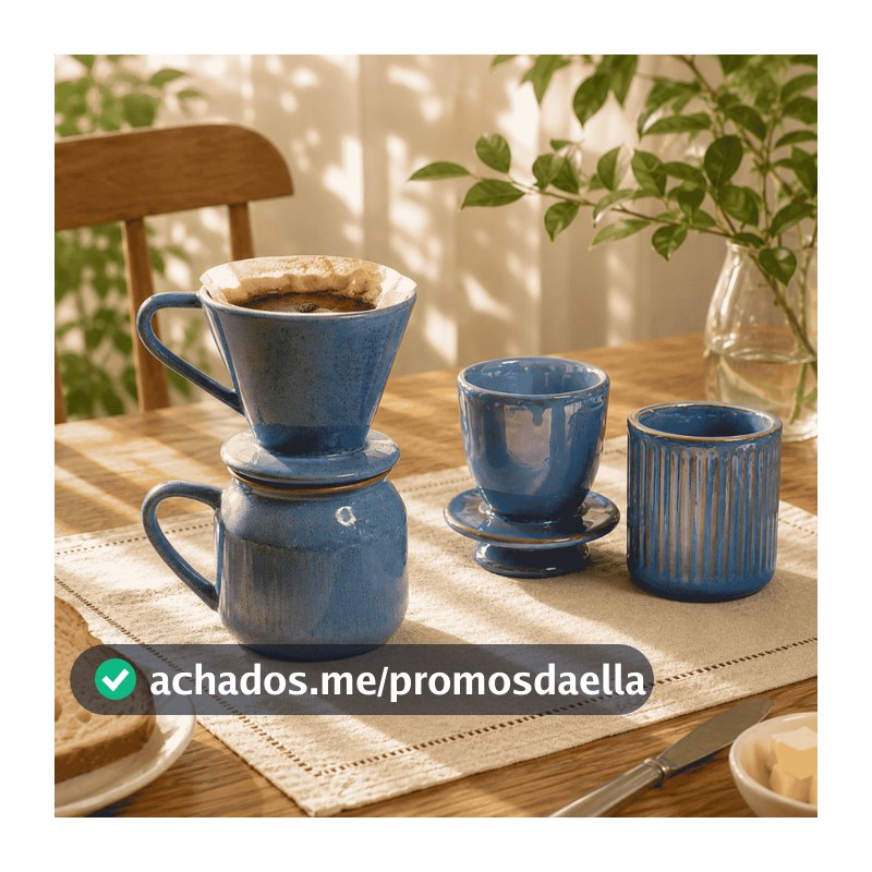 Kit Coador de Café e Manteigueira Francesa Cerâmica Louças Decoração Cafeterias Padarias