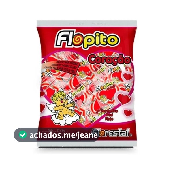 Pirulito  Flopito Coracao 50un Florestal Morango