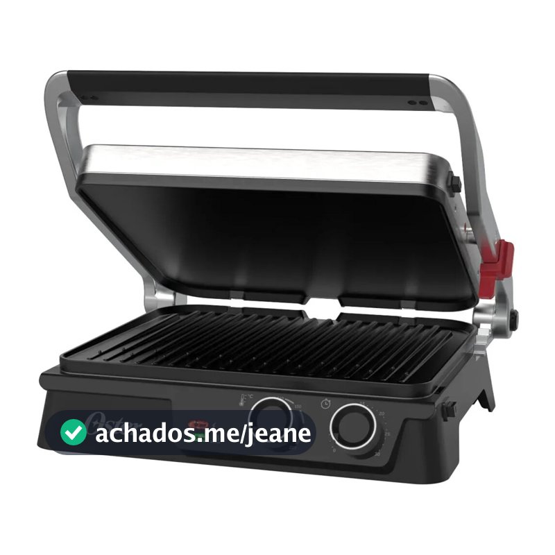 Grill Elétrico com Timer 2 em 1 Oster com Chapas Destacáveis