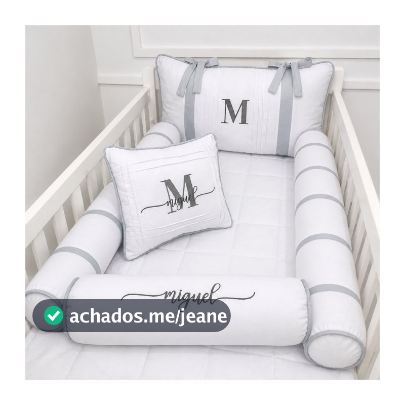 Kit Berço Americano Rolinho Personalizado com Nome do Bebê | Diversas Cores e Modelos