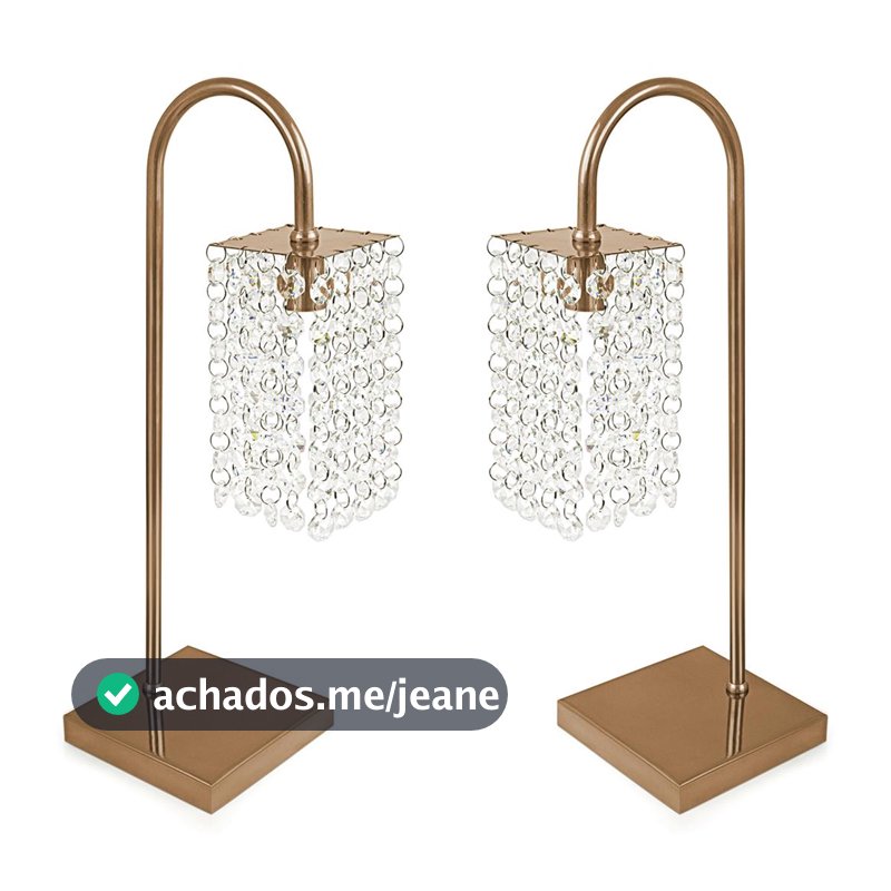 Kit 2 Abajur Clearcrillic Cristal Acrilico Quadrado NewCobre