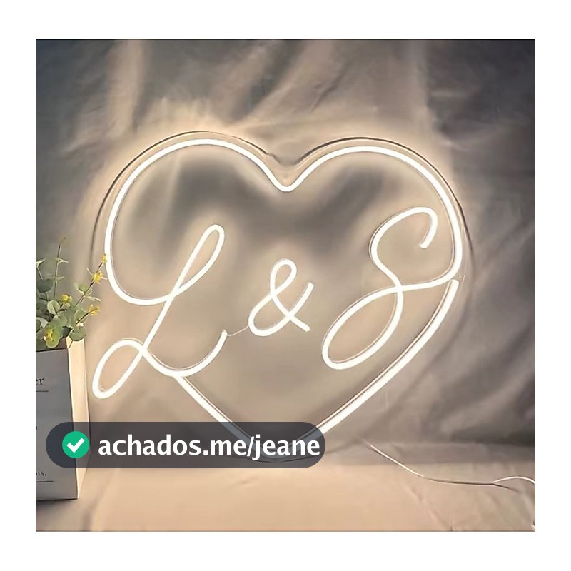 Luminária LED Neon Casamento varios tamanhos Redondo Coração Personalizado  Seu Nome Luz Parede Decoração Iluminação