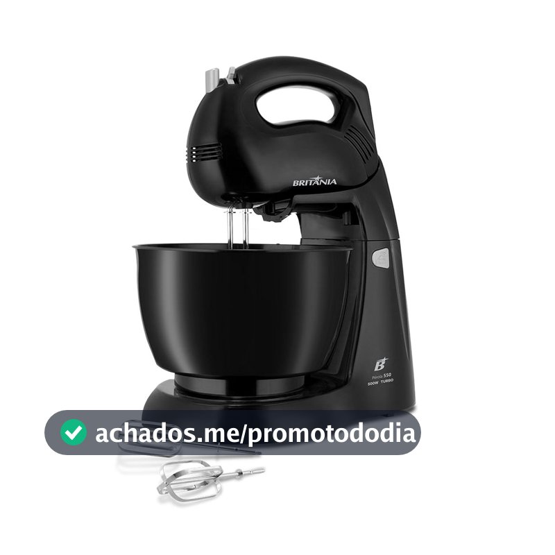 Batedeira Britânia 500W 4 velocidades Turbo Preto Pérola 550
