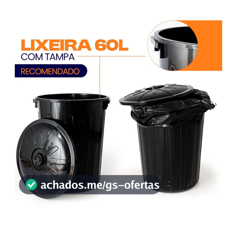 Lixeira 60 Litros Com Tampa Lixão Ideal Para Cozinhas e Comércios Cesto de lixo Grande Com Tampa