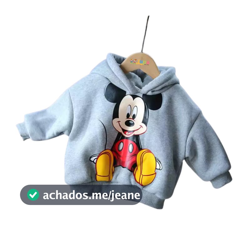 Blusa Moletom Infantil - Mickey Hoodies Unissex-Inverno-Outono - Casacos C\ Capuz bebê. P a 5 anos