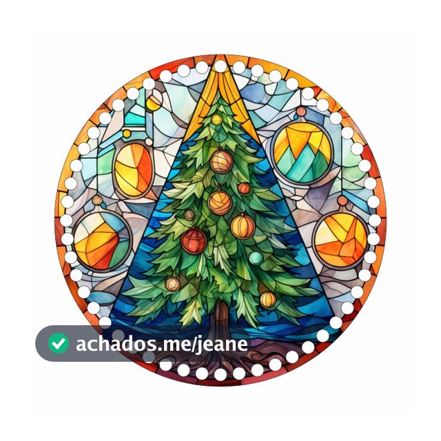 Base MDF Fio de Malha Crochê Vitral Natalino Árvore de Natal Mod1