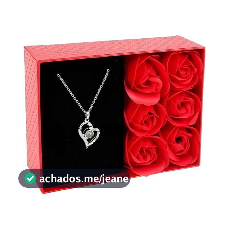 Colar Elegante C/porta Joia Com Rosas Dia Das Mães E Namorad