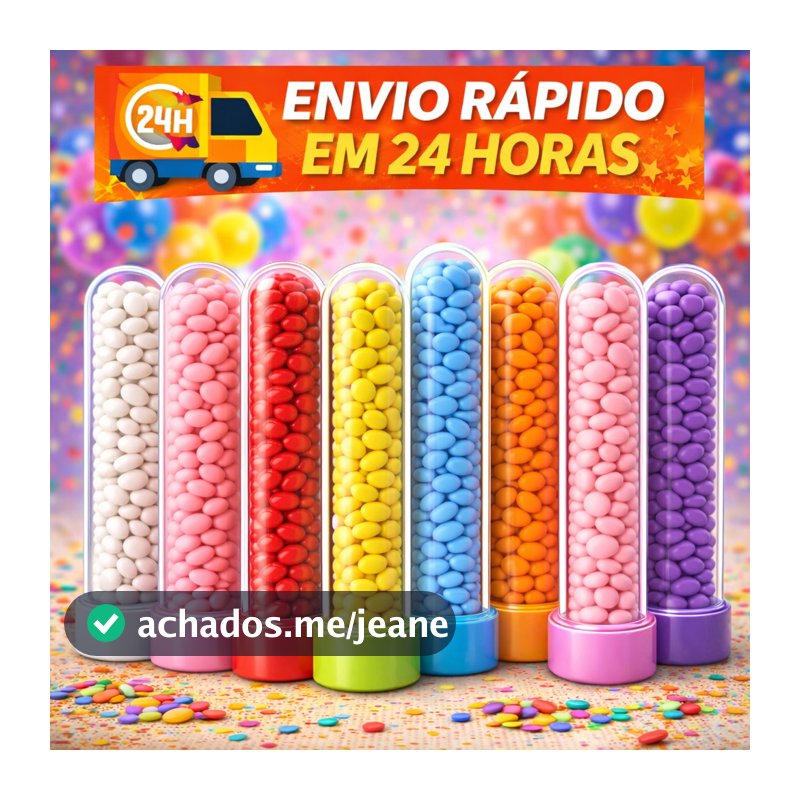 KIT 10/20/30/40 e 50 Tubetes Acrílico 13cm - Decoração Lembrancinhas Para Festa Aniversário