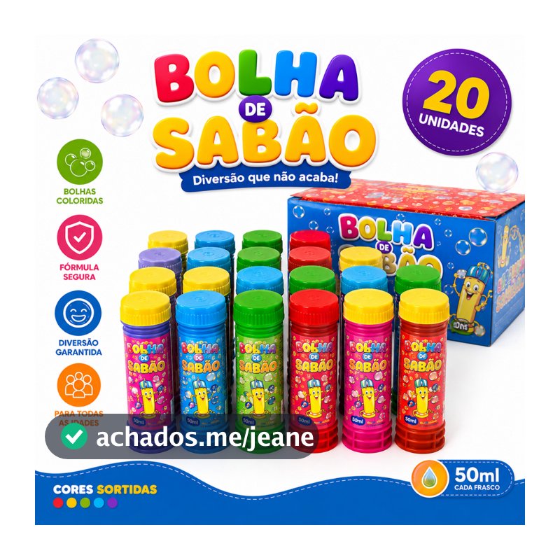 20 Bolha de Sabão Bolinha com Liquido Colorido Kit Festa Junina Atacado Lembrancinha Prenda Infantil