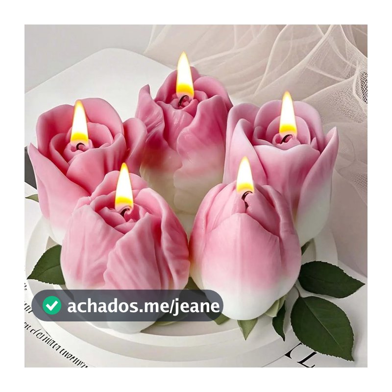 KIT 20 Unidades mini Velas Rosas Tulipa Lembrancinha Casamento