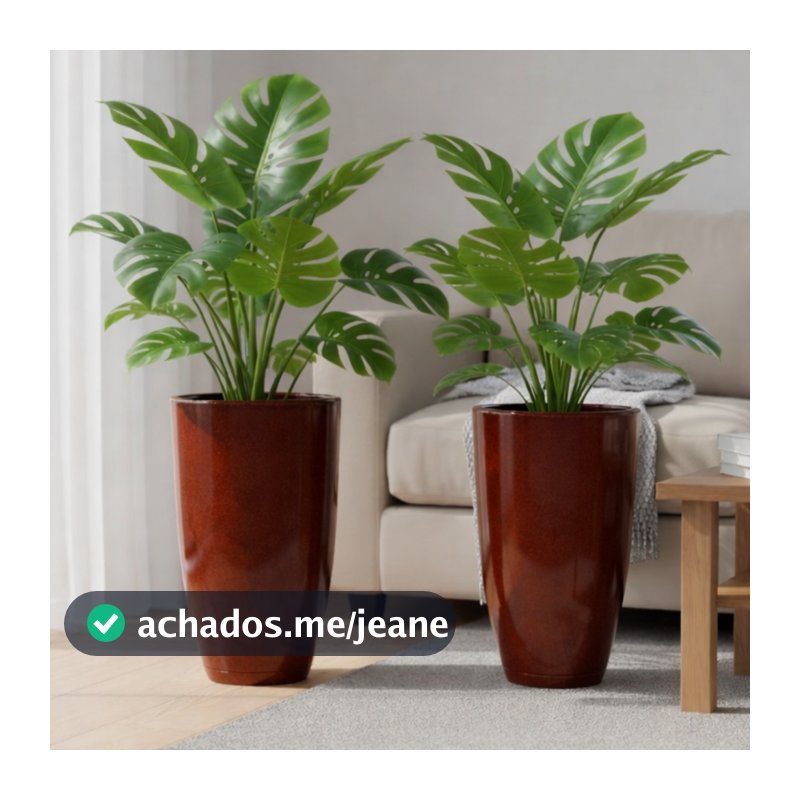 Kit com 2 vasos para planta polietileno coluna lisa moderna N1