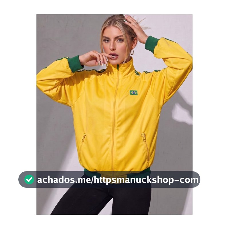 Jaqueta Brasil Feminina Com Zíper Gola Alta Blusa Seleção Brasileira Moda Blogueira Tendência Eleição 2026