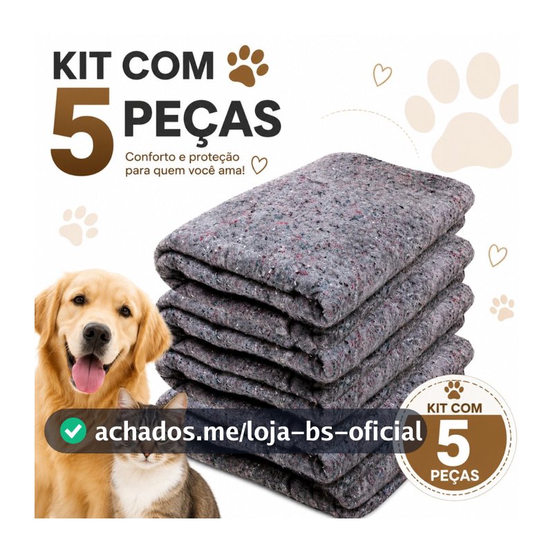 Cobertor para Pet 5 Peças Cachorro Gatos Caes 190 X 0,70 Grosso Resistente