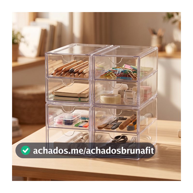 Organizador de Gavetas Empilhável , Caixa Organizadora de Plástico Múltiplas Camadas para Quarto e Escritório Organizaçã