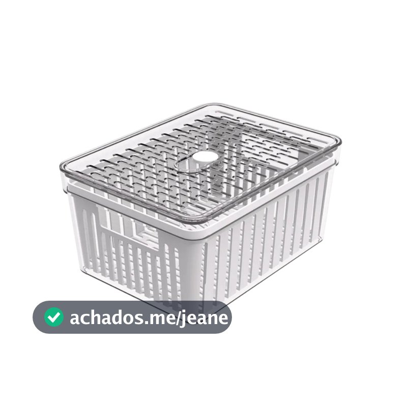 Organizador de Geladeira com Ventilação e Cesto - Porta Legumes, Saladas e Frutas